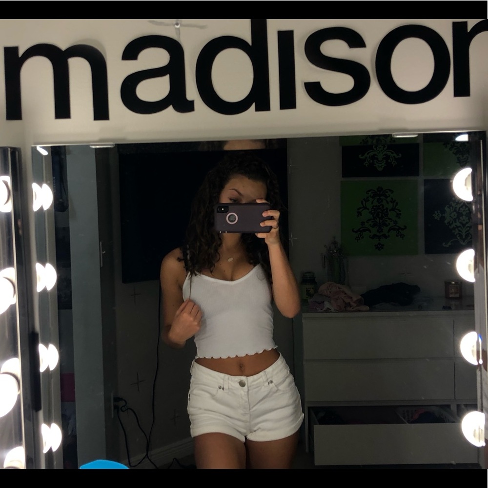 White jean shorts